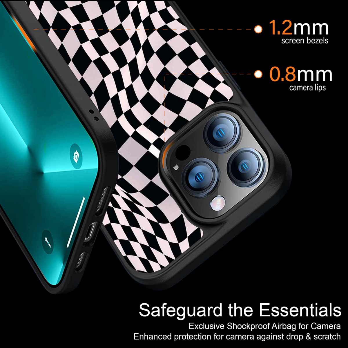 Trippy B&W Check Pattern Phone Cover | MagSafe Case