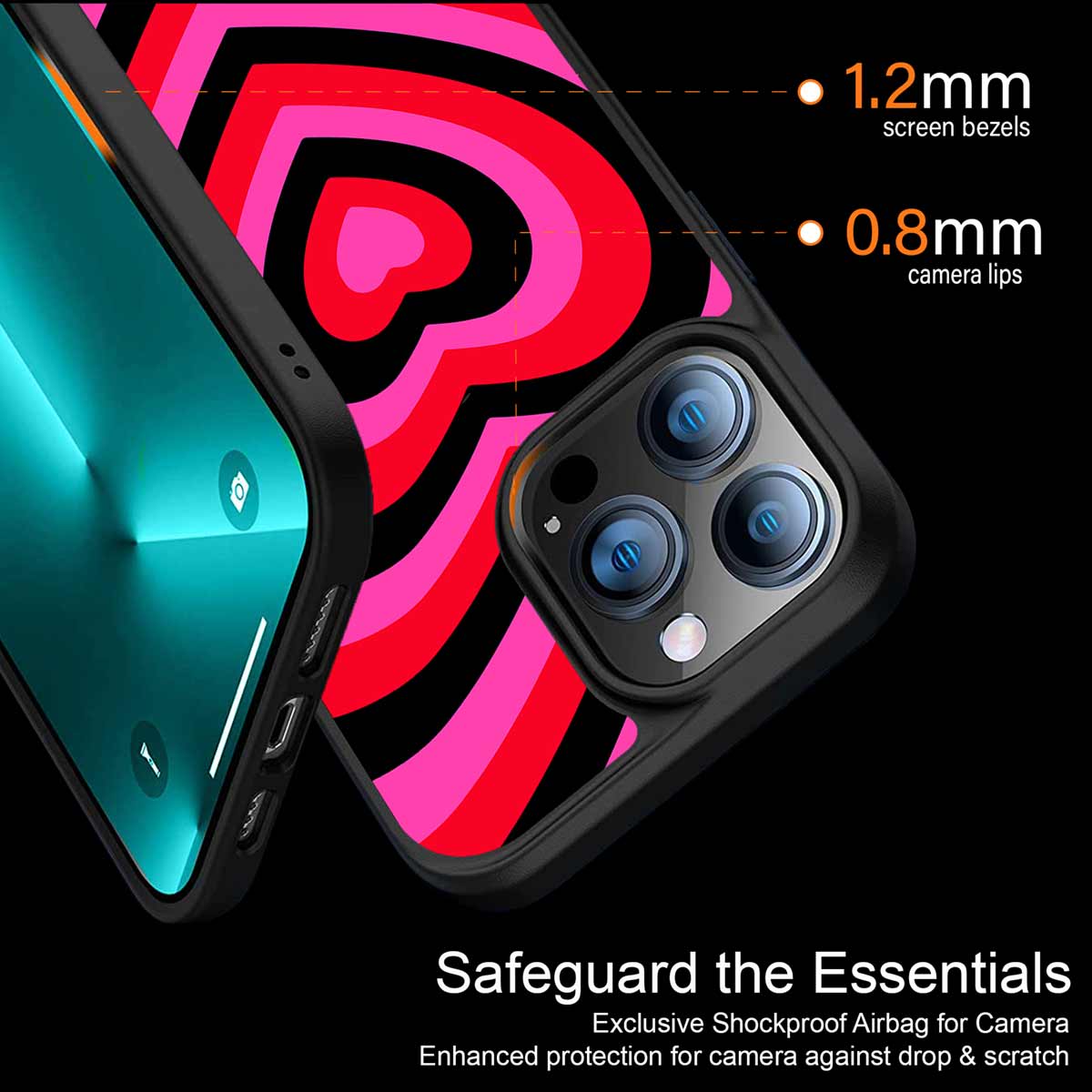 Y2K Black Pink Hearts Aesthetic Phone Cover | MagSafe Case