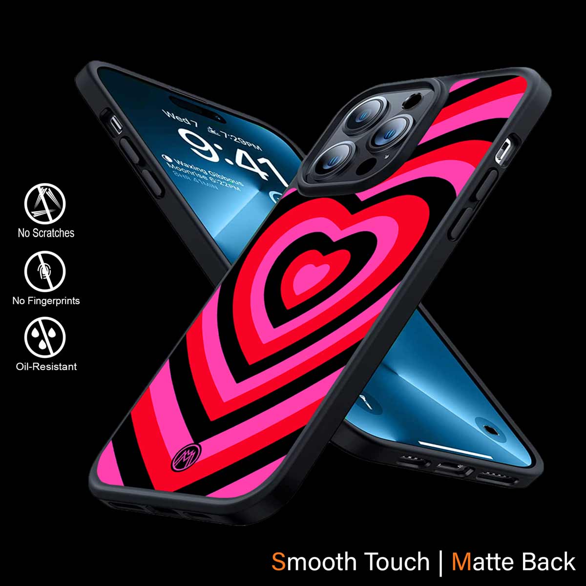 Y2K Black Pink Hearts Aesthetic Phone Cover | MagSafe Case