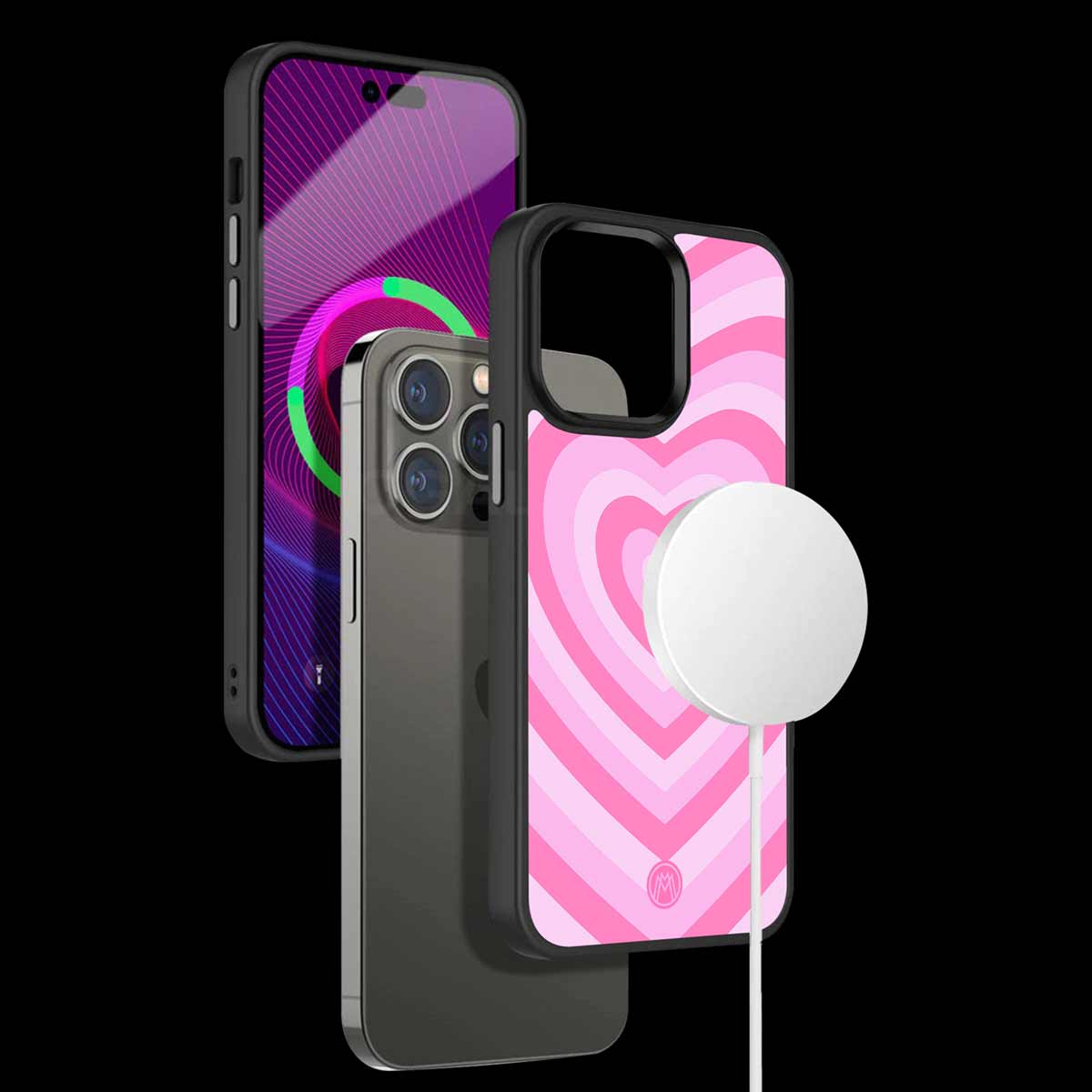 Y2K Pink Hearts Aesthetic Phone Cover | MagSafe Case