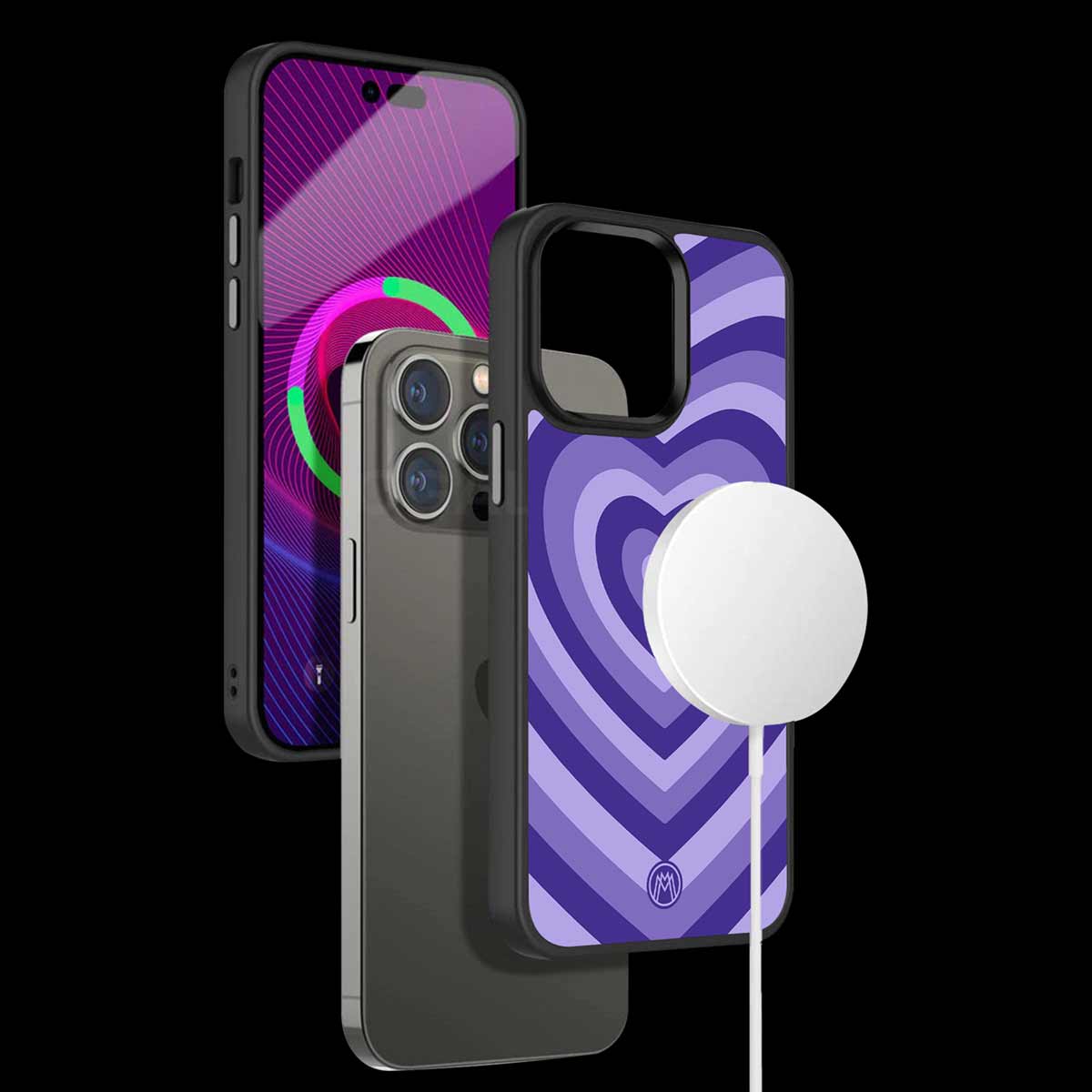 Y2K Purple Hearts Aesthetic Phone Cover | MagSafe Case