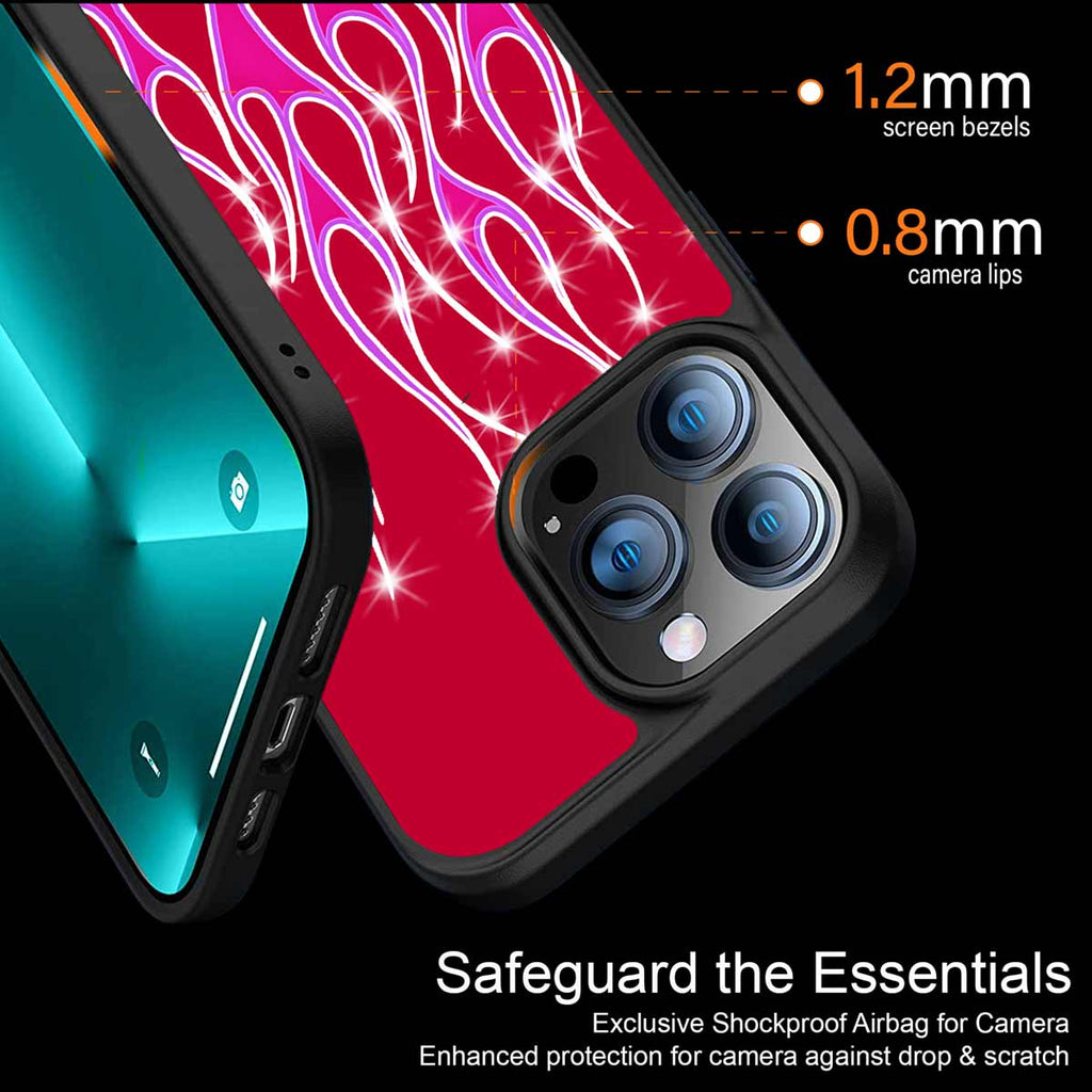 Y2k Magenta Glittery Flames Phone Cover | MagSafe Case