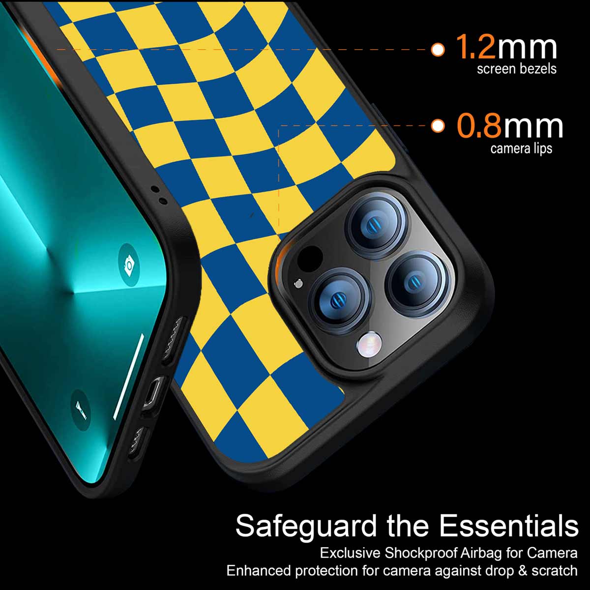 Yellow Blue Trippy Check Pattern Phone Cover | MagSafe Case