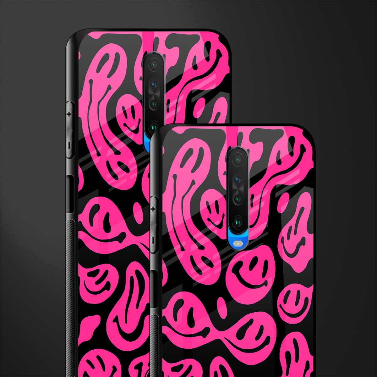 acid smiles black pink glass case for poco x2 image-2
