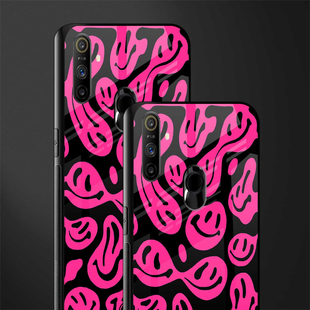 acid smiles black pink glass case for realme narzo 10a image-2