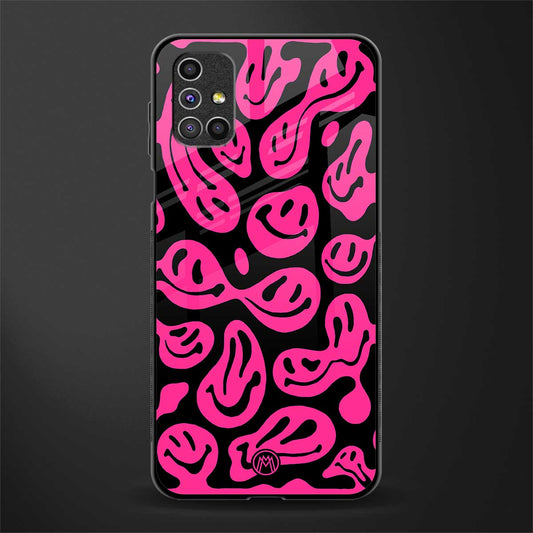 acid smiles black pink glass case for samsung galaxy m51 image