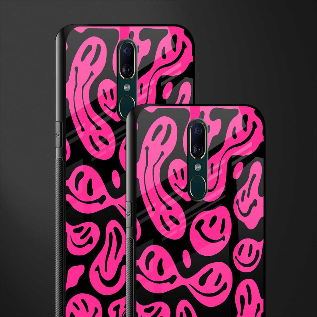 acid smiles black pink glass case for oppo f11 image-2