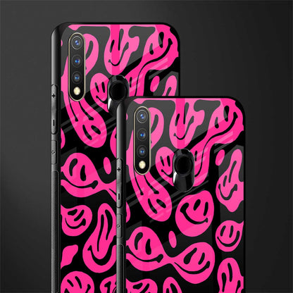 acid smiles black pink glass case for vivo y19 image-2
