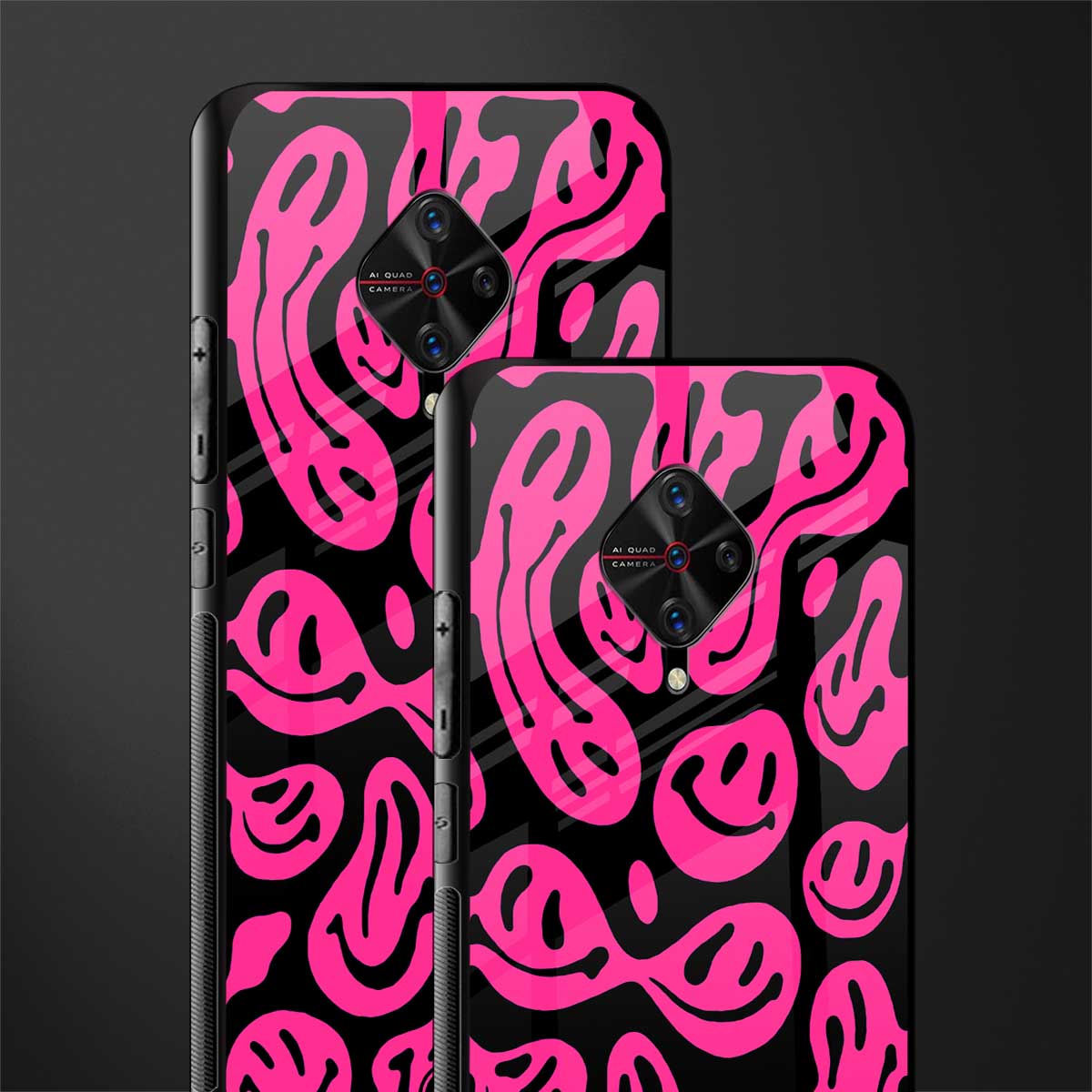 acid smiles black pink glass case for vivo s1 pro image-2