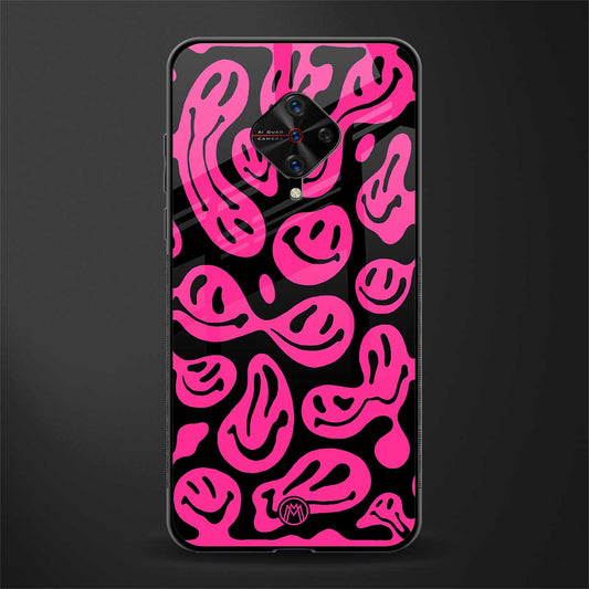 acid smiles black pink glass case for vivo s1 pro image