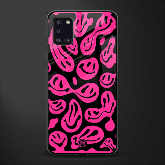 acid smiles black pink glass case for samsung galaxy a31 image