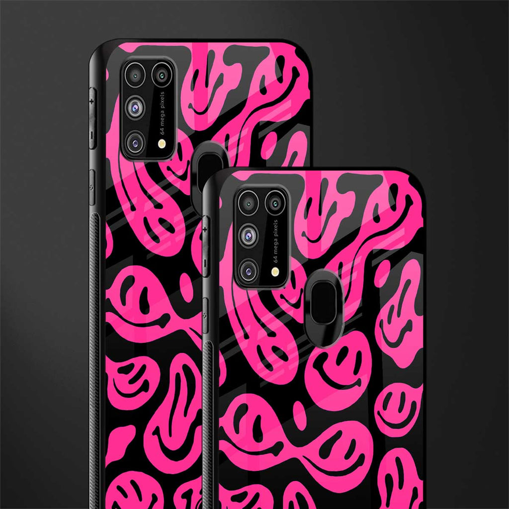 acid smiles black pink glass case for samsung galaxy f41 image-2