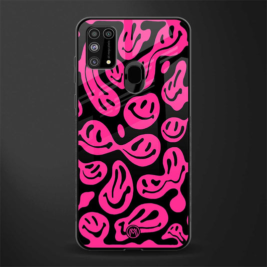 acid smiles black pink glass case for samsung galaxy m31 image