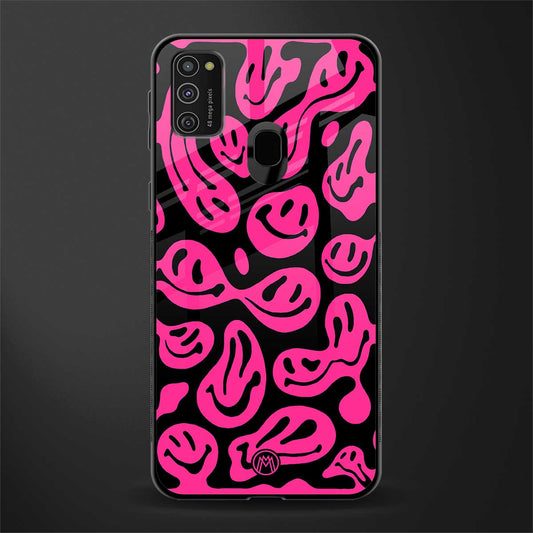 acid smiles black pink glass case for samsung galaxy m30s image
