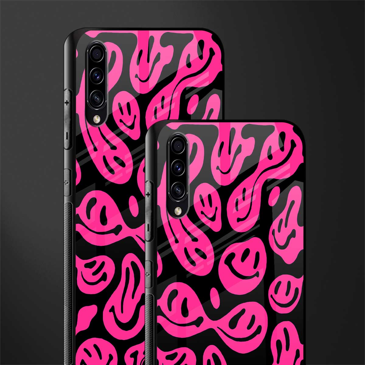 acid smiles black pink glass case for samsung galaxy a50s image-2