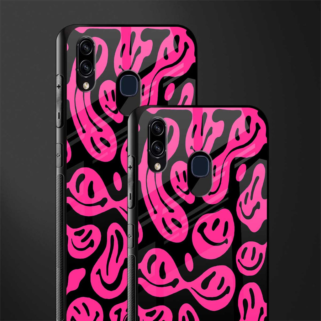acid smiles black pink glass case for samsung galaxy a20 image-2