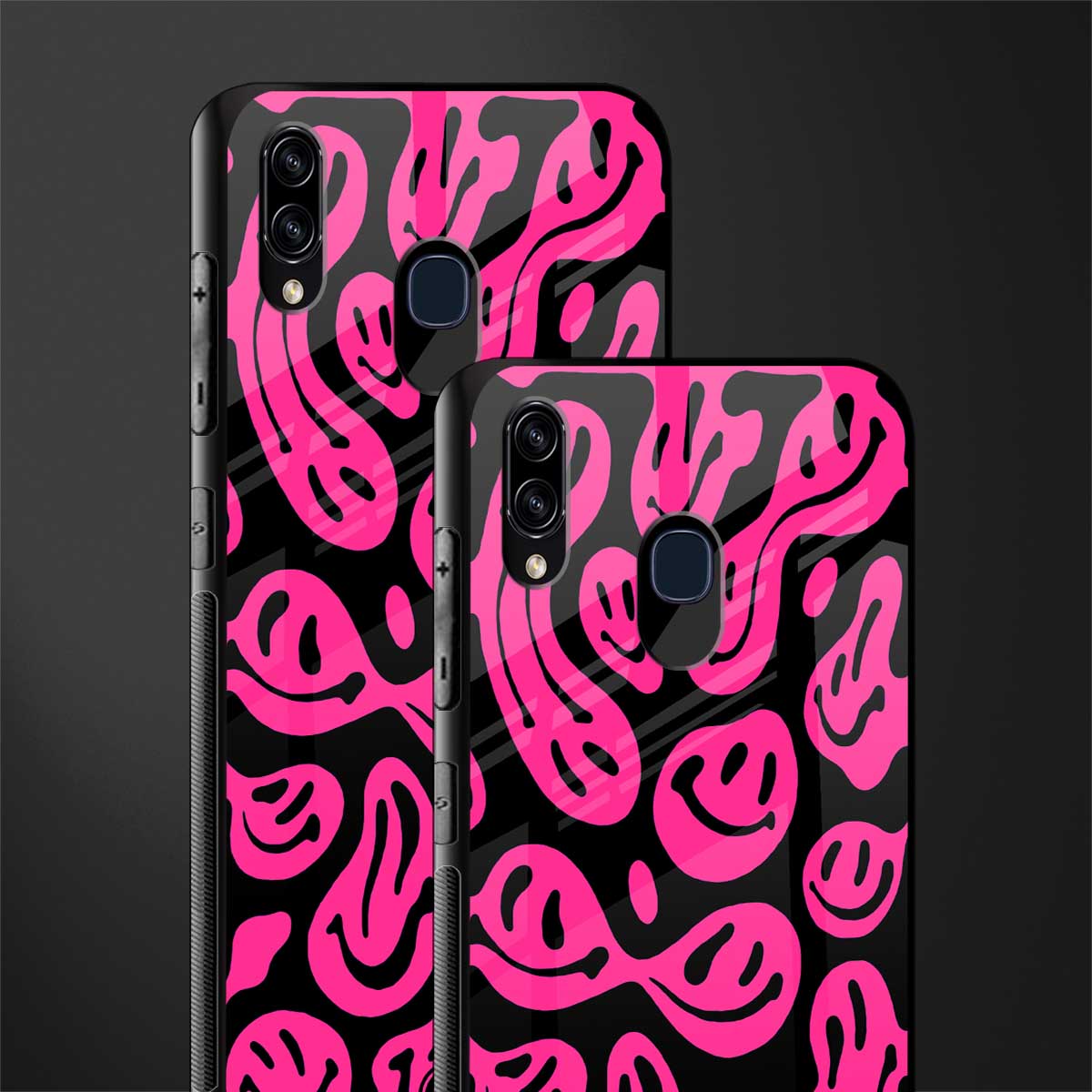 acid smiles black pink glass case for samsung galaxy a20 image-2