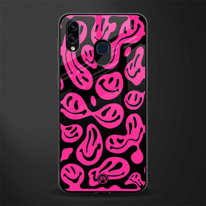 acid smiles black pink glass case for samsung galaxy m10s image