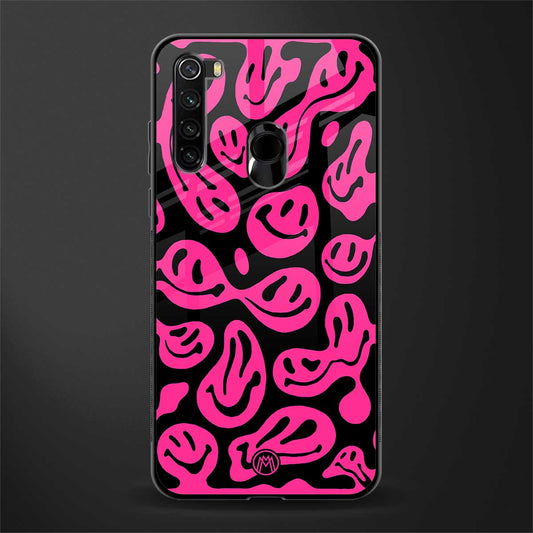 acid smiles black pink glass case for redmi note 8 image