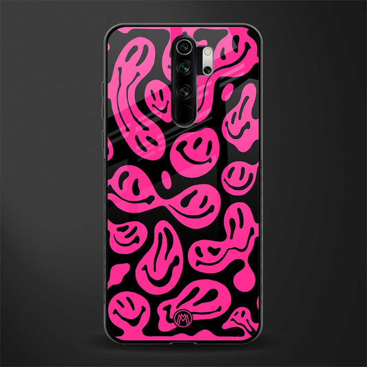 acid smiles black pink glass case for redmi note 8 pro image