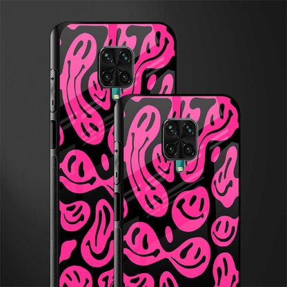 acid smiles black pink glass case for redmi note 9 pro image-2