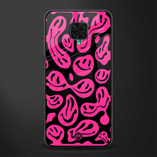 acid smiles black pink glass case for redmi note 9 pro image