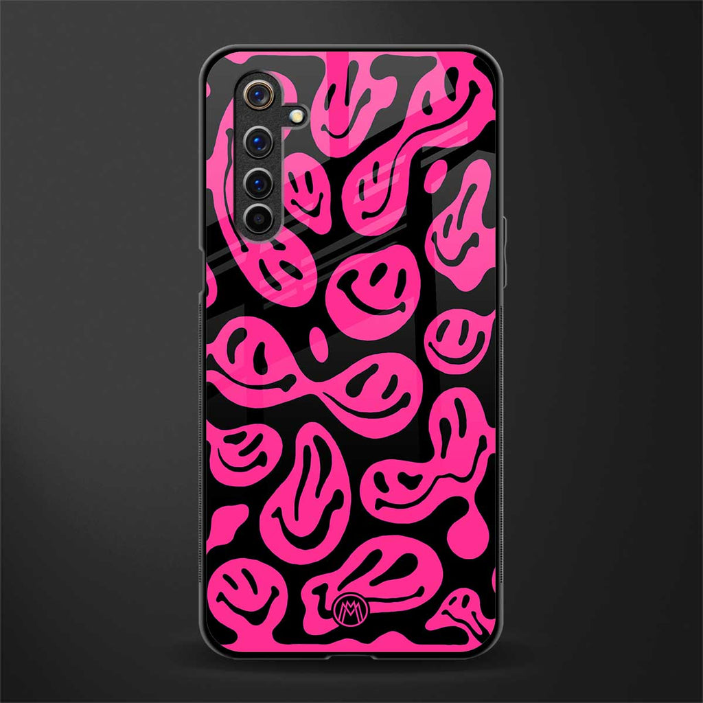 acid smiles black pink glass case for realme 6i image