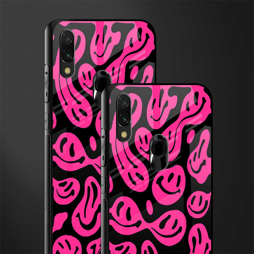 acid smiles black pink glass case for redmi note 7s image-2