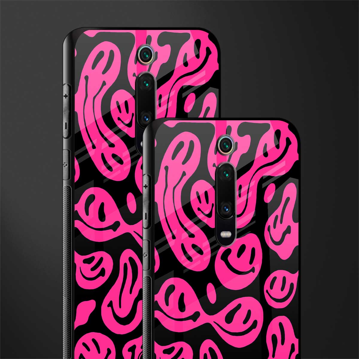 acid smiles black pink glass case for redmi k20 pro image-2