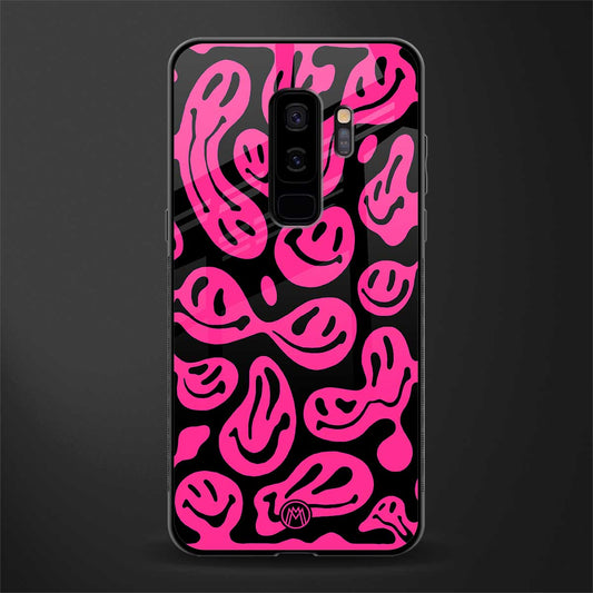 acid smiles black pink glass case for samsung galaxy s9 plus image