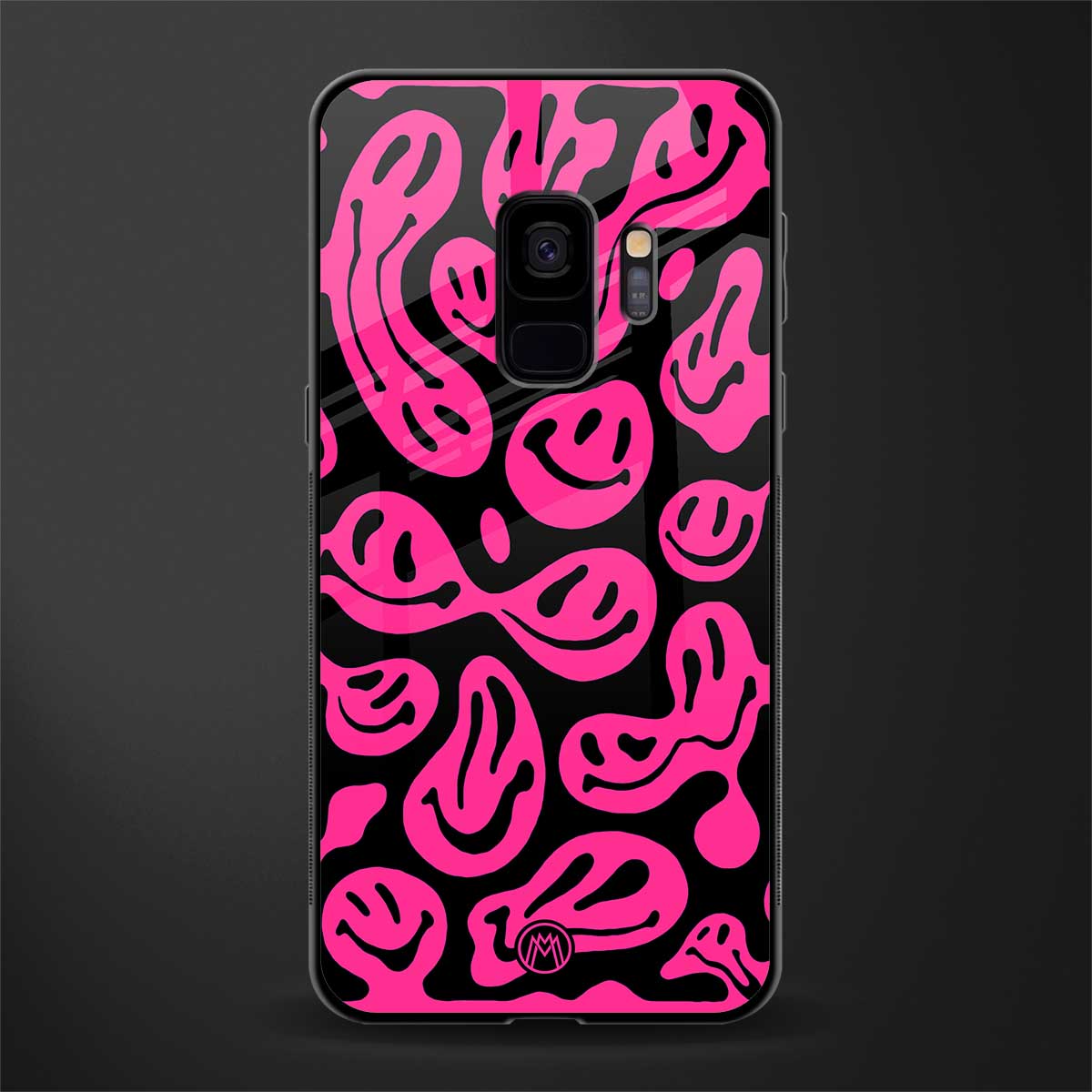 acid smiles black pink glass case for samsung galaxy s9 image