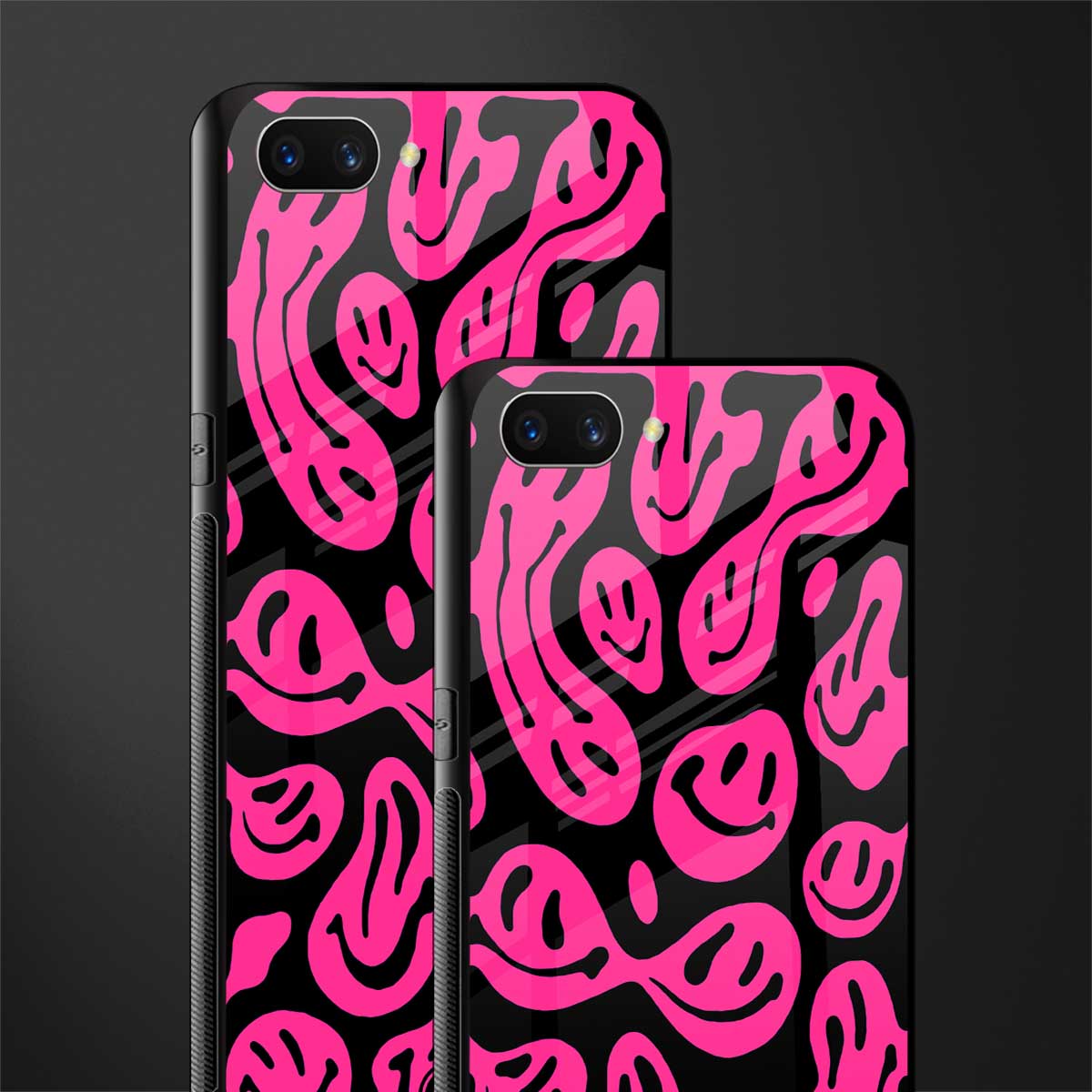 acid smiles black pink glass case for realme c1 image-2