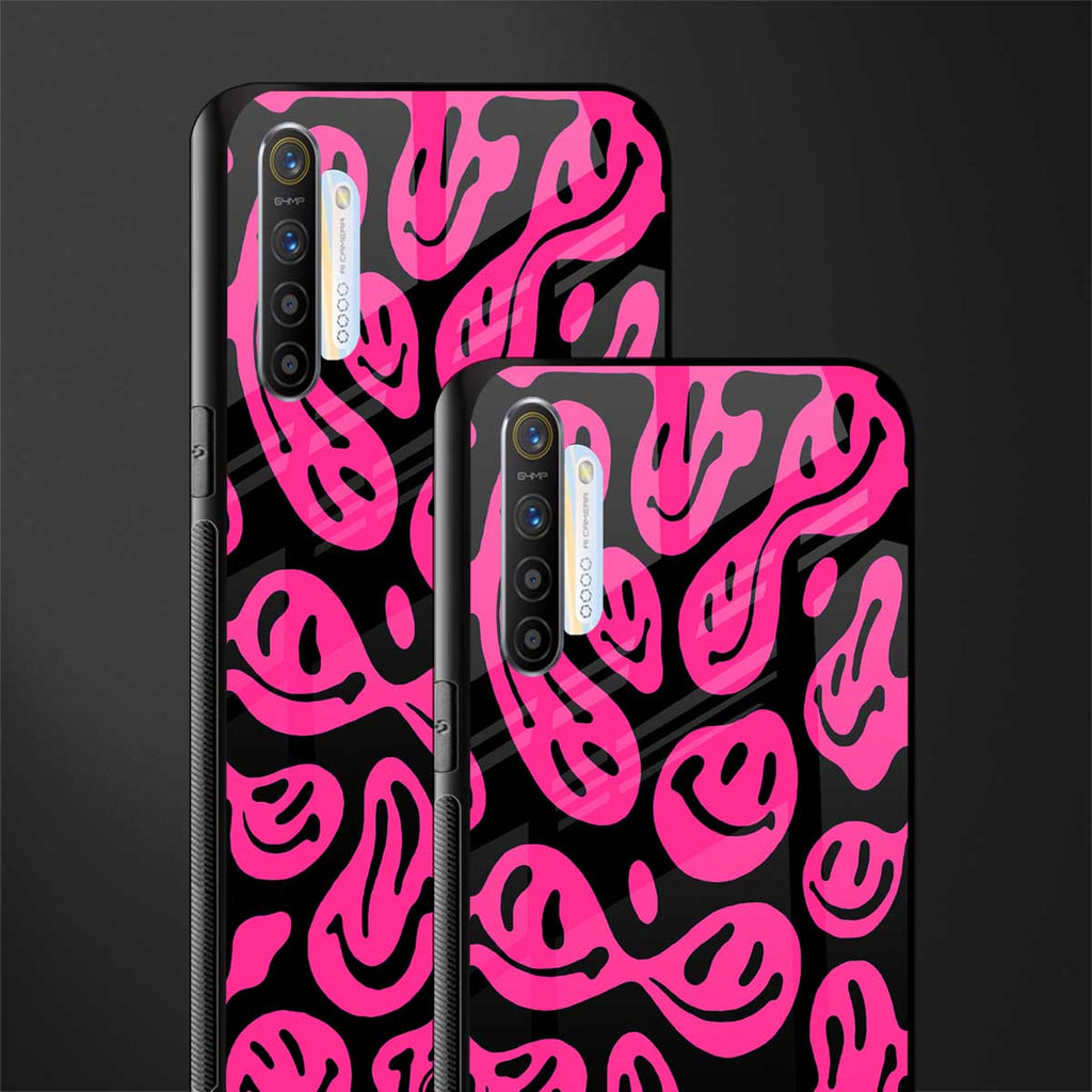 acid smiles black pink glass case for realme xt image-2