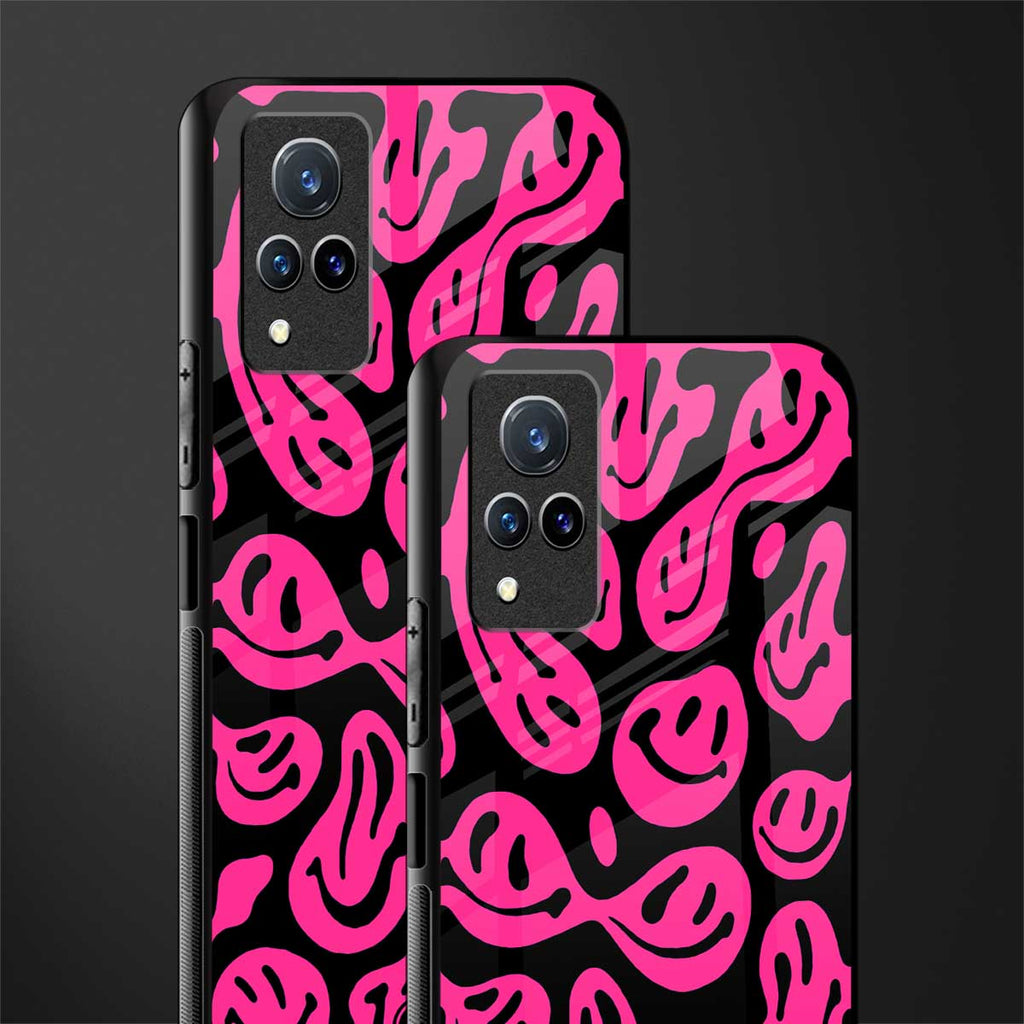 acid smiles black pink glass case for vivo v21 5g image-2