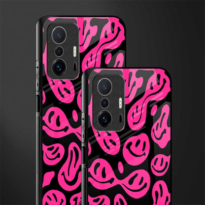 acid smiles black pink glass case for mi 11t pro 5g image-2