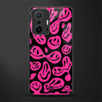acid smiles black pink glass case for mi 11t pro 5g image