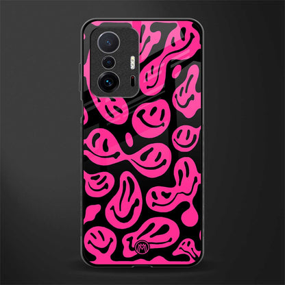 acid smiles black pink glass case for mi 11t pro 5g image
