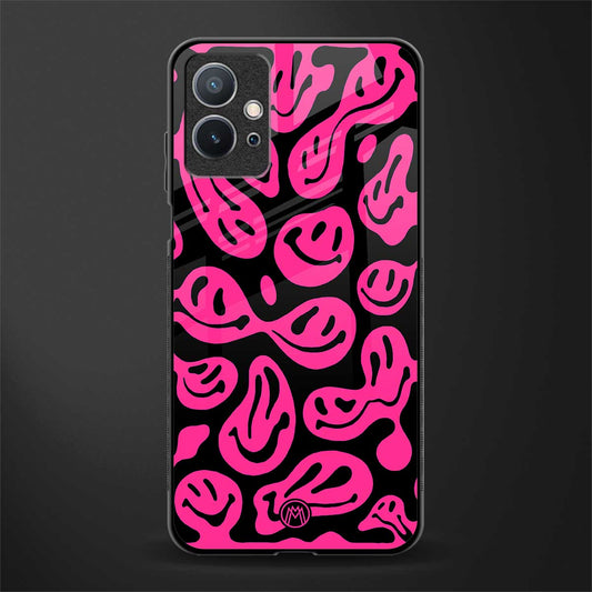 acid smiles black pink glass case for vivo t1 5g image