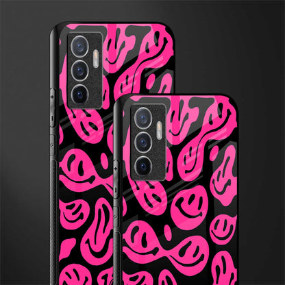 acid smiles black pink glass case for vivo v23e image-2