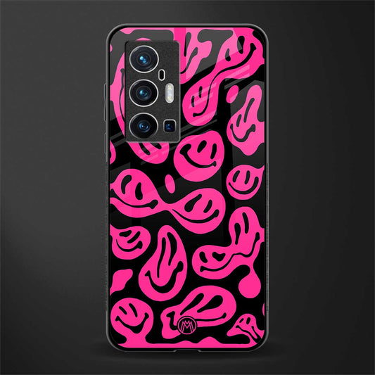 acid smiles black pink glass case for vivo x70 pro plus image