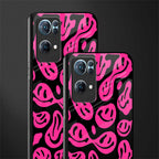 acid smiles black pink glass case for oppo reno7 pro 5g image-2