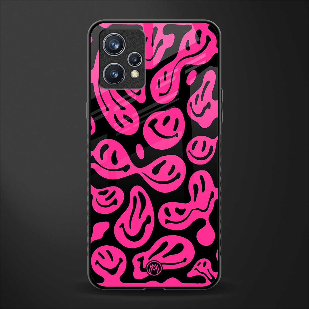 acid smiles black pink glass case for realme 9 4g image