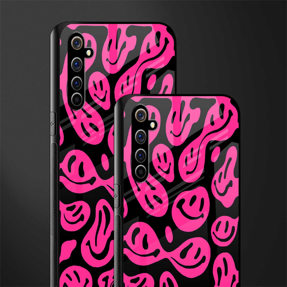 acid smiles black pink glass case for realme x50 pro image-2