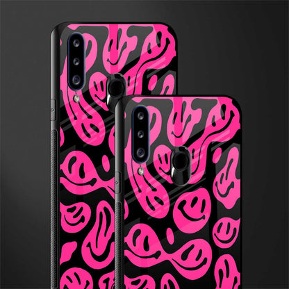 acid smiles black pink glass case for samsung galaxy a20s image-2
