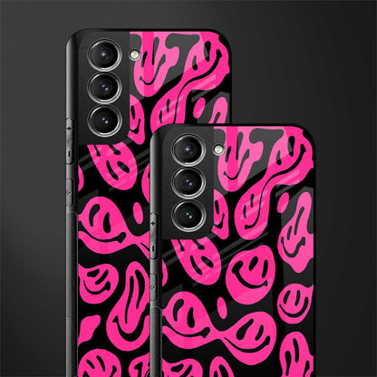 acid smiles black pink glass case for samsung galaxy s22 5g image-2