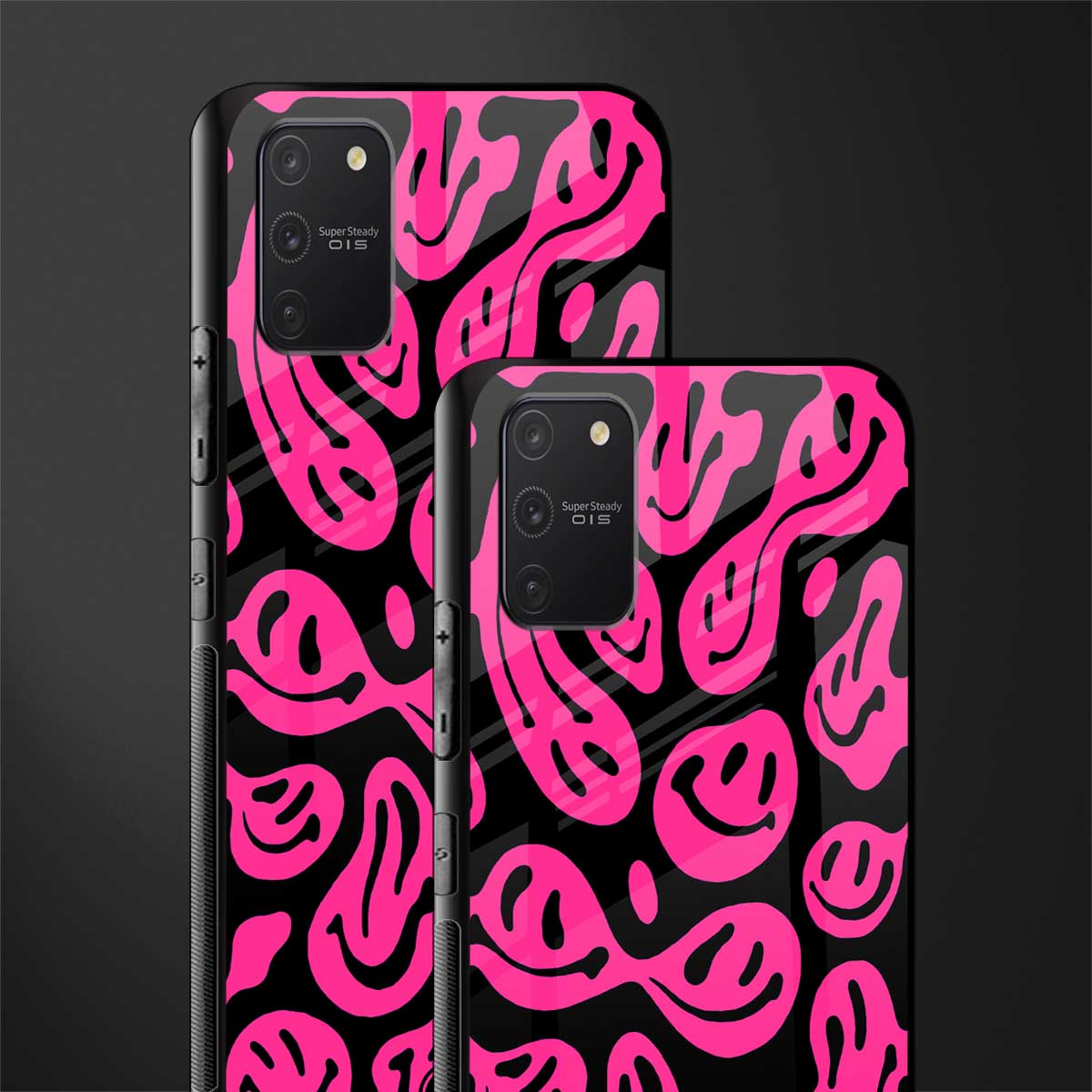 acid smiles black pink glass case for samsung galaxy s10 lite image-2