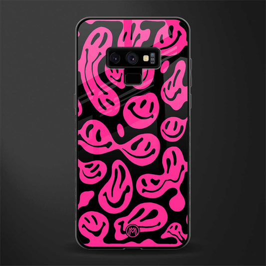 acid smiles black pink glass case for samsung galaxy note 9 image