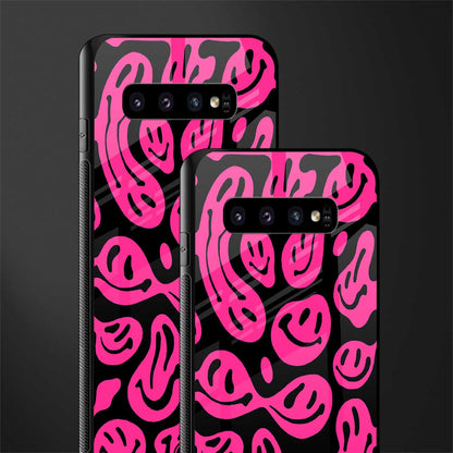 acid smiles black pink glass case for samsung galaxy s10 image-2