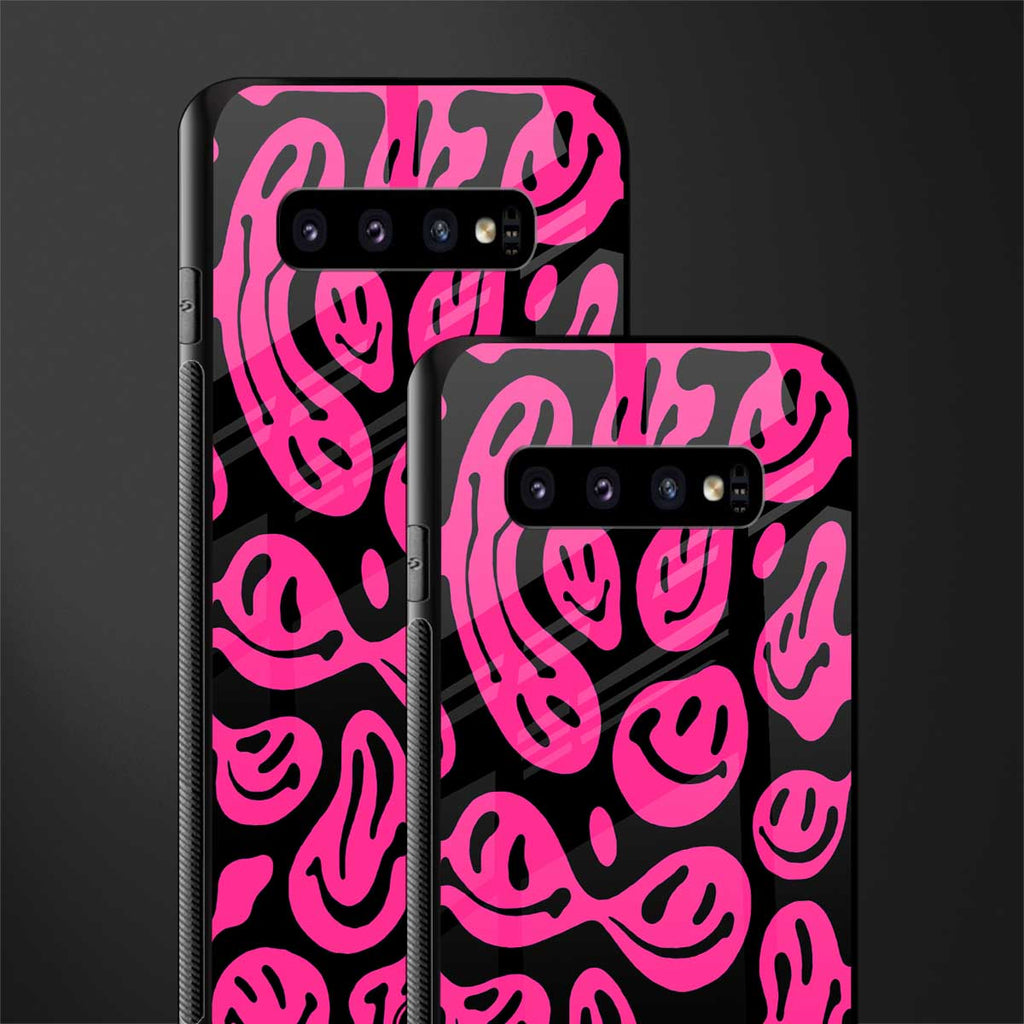 acid smiles black pink glass case for samsung galaxy s10 plus image-2