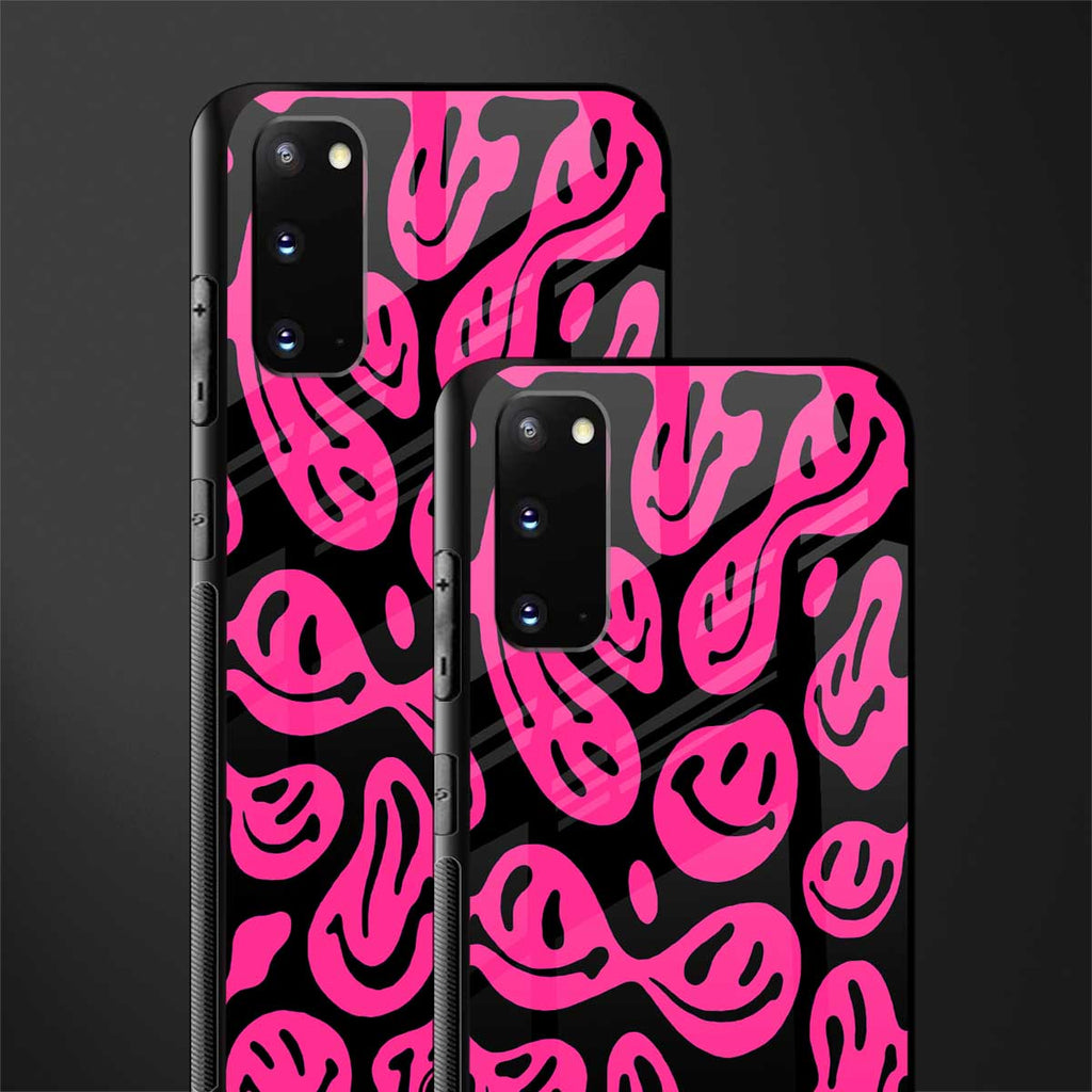 acid smiles black pink glass case for samsung galaxy s20 image-2